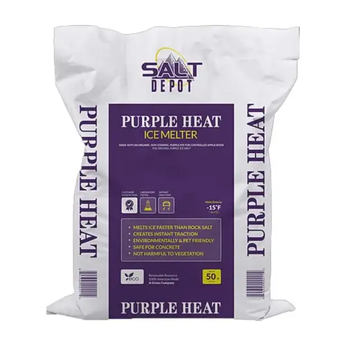 Purple Heat Ice Melt, Crystalline, Purple, Slightly Aromatic, 50 lb Bag Purple Heat Ice Melt, Crystalline, Purple, Slightly Aromatic, 50 lb Bag