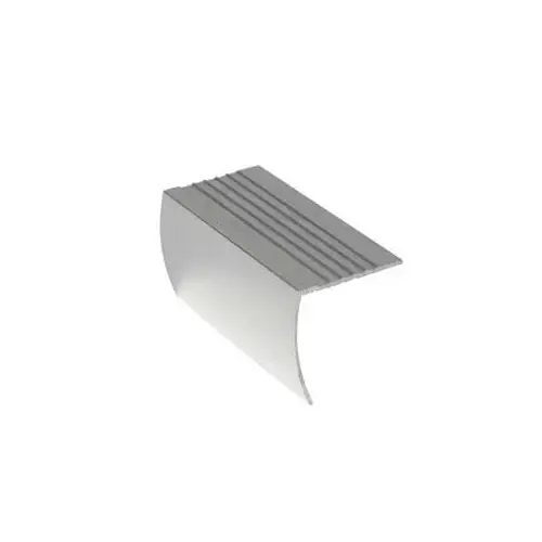 Stair Nose Moulding, 3 ft L, 1-1/8 in W, Aluminum, Hammered Silver