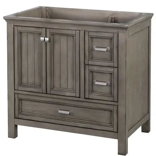 Brantley Series Vanity, Wood, Distressed Gray, 2-Cabinet Door, 3-Drawer