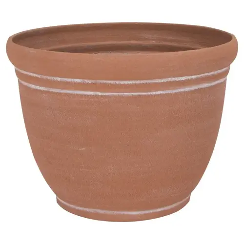 Planter, 13 in Dia, Round, Resin, Terra Cotta - pack of 6 Planter, 13 in Dia, Round, Resin, Terra Cotta - pack of 6