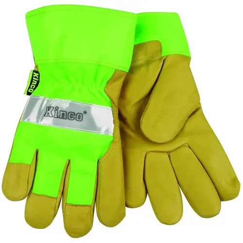 Work Gloves, Men's, L, Wing Thumb, Green/Palamino Pair Work Gloves, Men's, L, Wing Thumb, Green/Palamino Pair