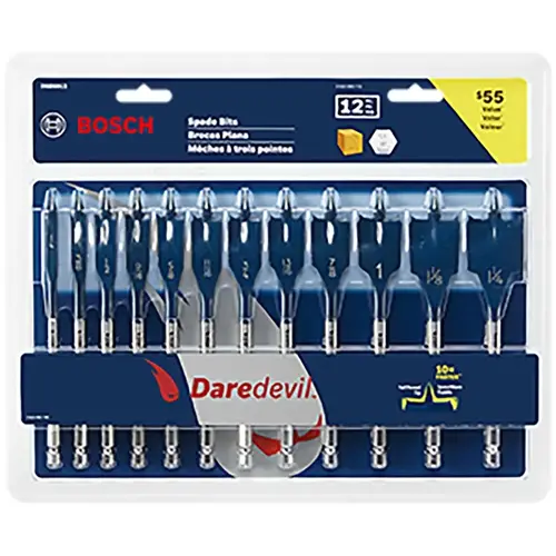 Spade Drill Bit Set, 12-Piece, Carbon Steel - pack of 15 Spade Drill Bit Set, 12-Piece, Carbon Steel - pack of 15