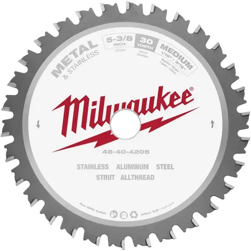 Circular Saw Blade, 5-3/8 in Dia, 5/8 in Arbor, 30-Teeth, Carbide Cutting Edge Circular Saw Blade, 5-3/8 in Dia, 5/8 in Arbor, 30-Teeth, Carbide Cutting Edge