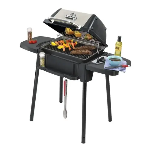 Porta-Chef Gas Grill, 14000 Btu/hr BTU, Liquid Propane, 1 -Burner, Stainless Steel Body, Black