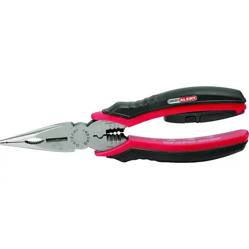 Circuit Alert Series Nose Plier, 8 in OAL, 2-1/4 in Jaw Opening, Black/Red Handle, Comfort-Grip Handle Circuit Alert Series Nose Plier, 8 in OAL, 2-1/4 in Jaw Opening, Black/Red Handle, Comfort-Grip Handle