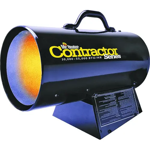 Contractor Forced Air Gas Heater, 20 lb Fuel Tank, Propane, 30000 to 60000 Btu, 300 cfm Air Contractor Forced Air Gas Heater, 20 lb Fuel Tank, Propane, 30000 to 60000 Btu, 300 cfm Air