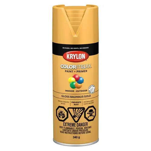 COLORmaxx Paint and Primer, Gloss, Bauhaus Gold, 12 oz, Can COLORmaxx Paint and Primer, Gloss, Bauhaus Gold, 12 oz, Can