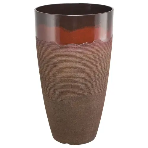 Tall Planter, 12 in Dia, Tall Round, Resin, Red Wave - pack of 4 Tall Planter, 12 in Dia, Tall Round, Resin, Red Wave - pack of 4