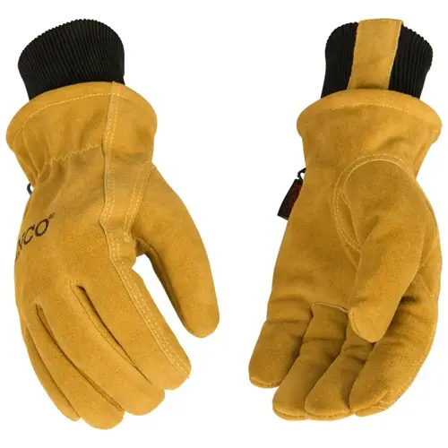 Driver Gloves, Men's, L, Keystone Thumb, Knit Wrist Cuff, Cowhide Leather, Gold Pair Driver Gloves, Men's, L, Keystone Thumb, Knit Wrist Cuff, Cowhide Leather, Gold Pair