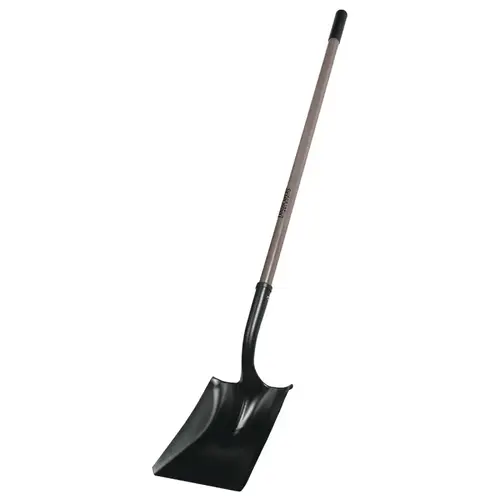 Square Point Shovel, Steel Blade, Fiberglass Handle, 47 in L Handle - pack of 6