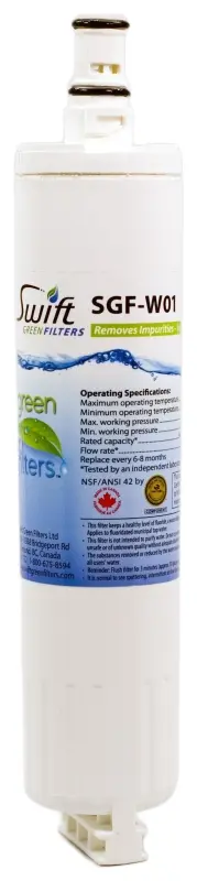 Swift Green Filters Refrigerator Water Filter 0.5 gpm Coconut Shell Carbon Block Filter Media SGF-W01