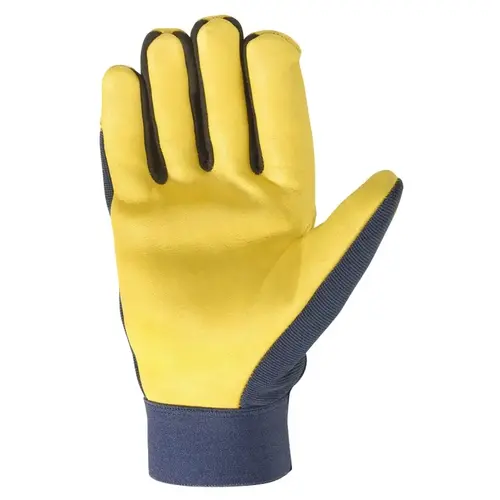 3207-M Work Gloves, Men's, M, Spandex Back, Blue/Gold/Yellow 3207-M Work Gloves, Men's, M, Spandex Back, Blue/Gold/Yellow