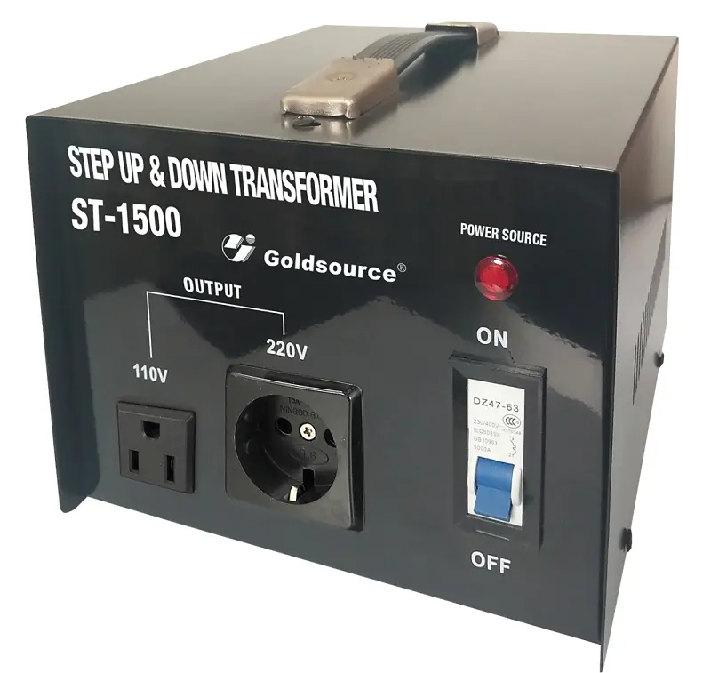 Goldsource ST Series Step Up and Step Down Transformer 8-1/4 in L x7-1/8 in W x 6 in H 1500 W Black ST-1500 Goldsource ST Series Step Up and Step Down Transformer 8-1/4 in L x7-1/8 in W x 6 in H 1500 W Black ST-1500