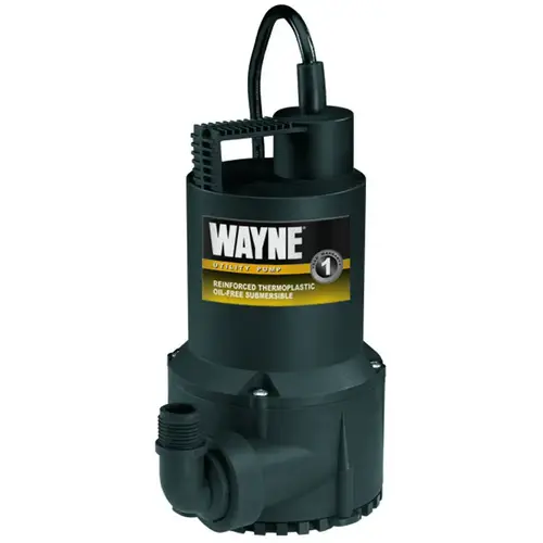 Portable Submersible Utility Pump, 1-Phase, 2.5 A, 120 V, 0.166 hp, 1-1/4 in Outlet, 3100 gph
