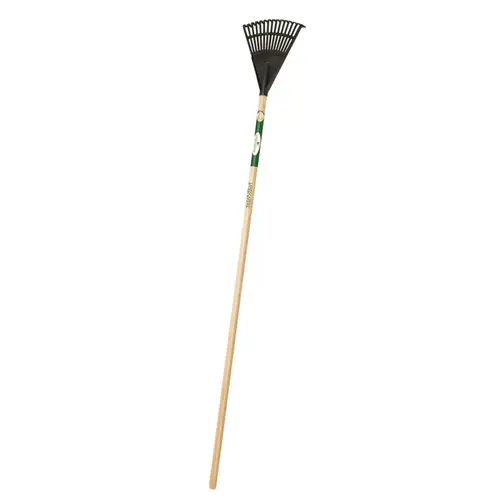 Shrub Rake, 15 -Tine, Poly Tine, Wood Handle, 48 in L Handle