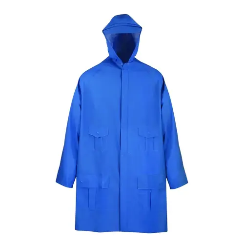 Rain Parka, M, Polyester/PVC, Blue, Zipper Closure Rain Parka, M, Polyester/PVC, Blue, Zipper Closure