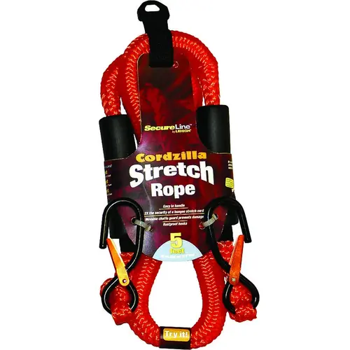 Stretch Rope, 8 mm Dia, 5 ft L, Polypropylene, Orange