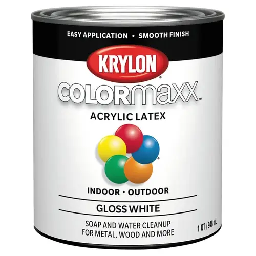 COLORmaxx Interior/Exterior Paint, Gloss, White, 32 oz