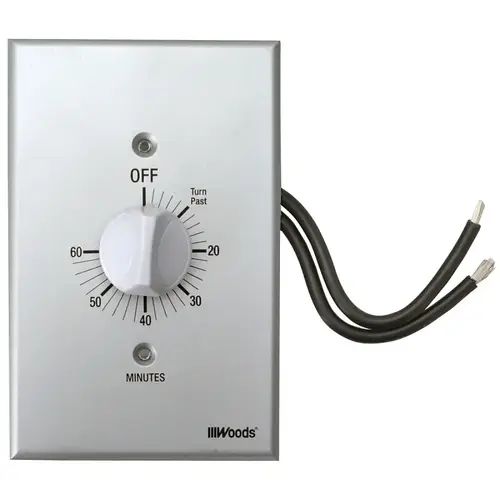 Countdown Timer, 20 A, 125 V, 2500 W, 60 min Time Setting, Gray Countdown Timer, 20 A, 125 V, 2500 W, 60 min Time Setting, Gray