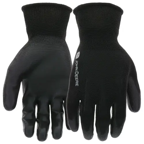 JD37214-L-5P Breathable Work Gloves, Men's, L, Elastic Knit Cuff, Polyurethane Coating, Polyester Glove Black - pack of 5