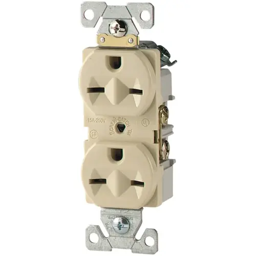 826 Duplex Receptacle, 2 -Pole, 15 A, 250 V, Side Wiring, NEMA: 6-15R, Gray 826 Duplex Receptacle, 2 -Pole, 15 A, 250 V, Side Wiring, NEMA: 6-15R, Gray