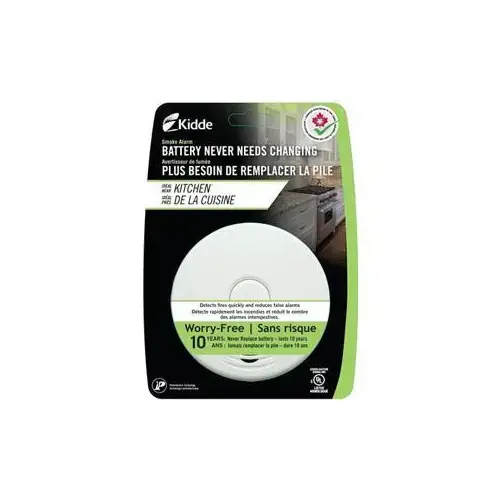 Smoke Alarm, 120 V, Photoelectric Sensor, 10 ft Detection, 85 dB, Alarm: Audio, White Smoke Alarm, 120 V, Photoelectric Sensor, 10 ft Detection, 85 dB, Alarm: Audio, White