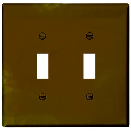 Wallplate, 4-7/8 in L, 4.94 in W, 2 -Gang, Polycarbonate, Brown, High-Gloss - pack of 20