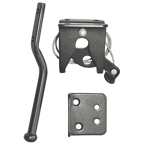 Nuvo Iron Gate Latch, 6-1/2 in L, 3-1/2 in W, Galvanized Steel, Black
