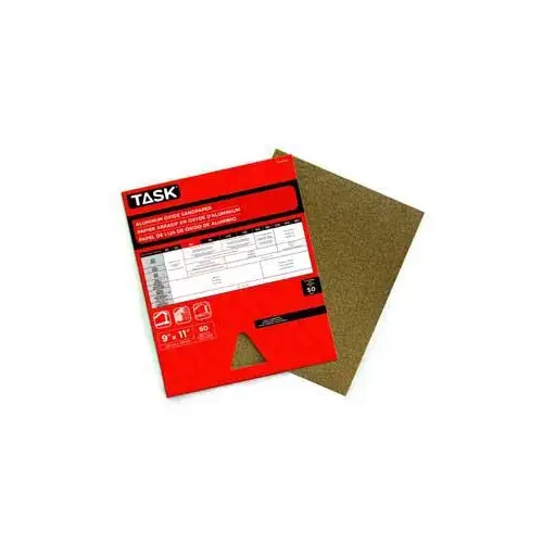 PREMIUM Sandpaper, 11 in L, 9 in W, Medium, 60 Grit, Aluminum Oxide Abrasive, Paper Backing