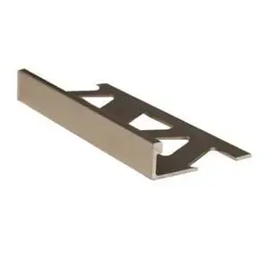 SHUR-TRIM ET2151STI08 Flat Tile Edge, 8 ft L, 3/8 in W, Aluminum, Satin Titanium