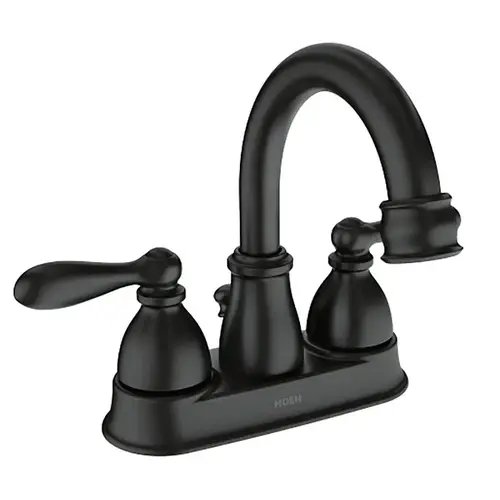 Moen Caldwell Series High-Arc Bathroom Faucet, 1.2 gpm, 2-Handle, 3-Faucet Hole, Metal, Matte Black Moen Caldwell Series High-Arc Bathroom Faucet, 1.2 gpm, 2-Handle, 3-Faucet Hole, Metal, Matte Black