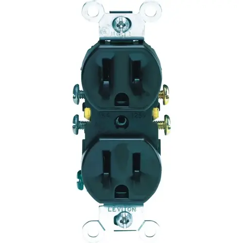 Duplex Receptacle, 2 -Pole, 15 A, 125 V, Push-In, Side Wiring, NEMA: 5-15R, Brown Duplex Receptacle, 2 -Pole, 15 A, 125 V, Push-In, Side Wiring, NEMA: 5-15R, Brown