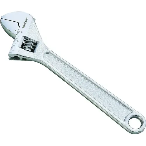 Adjustable Wrench, 15 in OAL, Steel, Chrome Adjustable Wrench, 15 in OAL, Steel, Chrome
