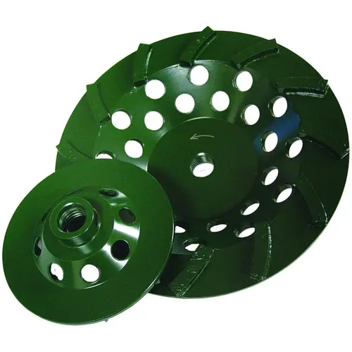 Cup Grinder, 7 in Dia, 5/8-11 in Arbor Utility Green