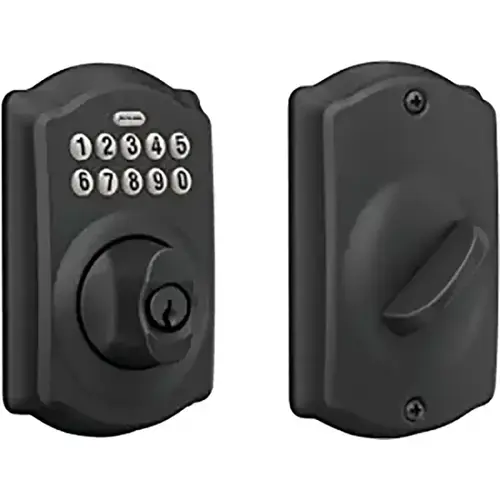 BE365 V CAM 622 Keypad Deadbolt, 2 Grade, Keyed, Keypad Key, Zinc, Matte Black, 2-3/8, 2-3/4 in Backset