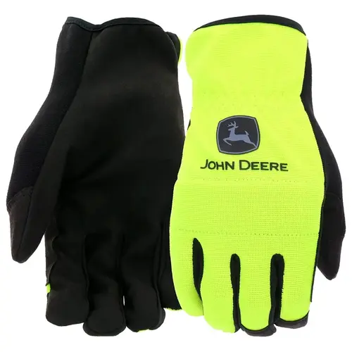 High-Dexterity Work Gloves, Men's, XL, Reinforced Thumb, Shirred Cuff, Spandex/Synthetic Leather Pair Black/Yellow