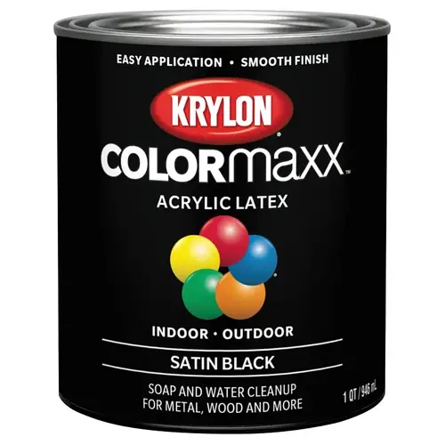 COLORmaxx Exterior/Interior Paint, Satin, Black, 32 oz
