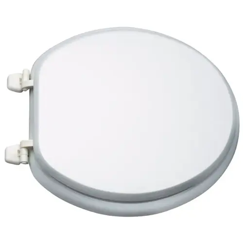 Toilet Seat, Round, MDF Molded Fiberboard, White, Plastic Hinge
