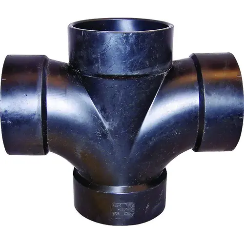 Double Sanitary Cross, 4 in, Hub, ABS, Black