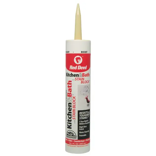 Stain Block Sealant, Biscuit, 72 hr Curing, -20 to 180 deg F, 10.1 oz Cartridge