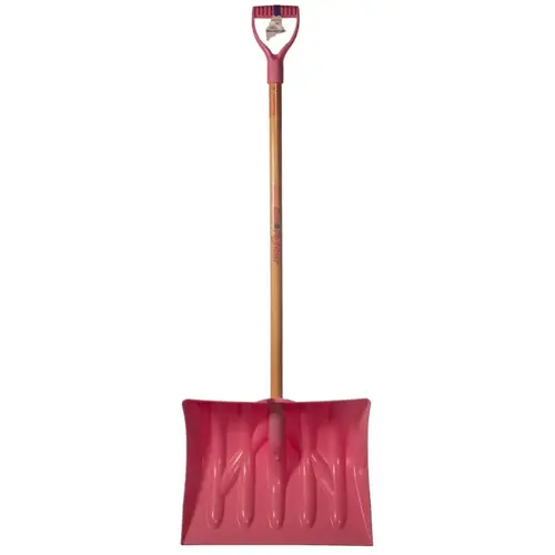 Snow Shovel, 18 in W Blade, 5-1/2 in L Blade, Plastic Blade, 51-1/2 in OAL, Pink