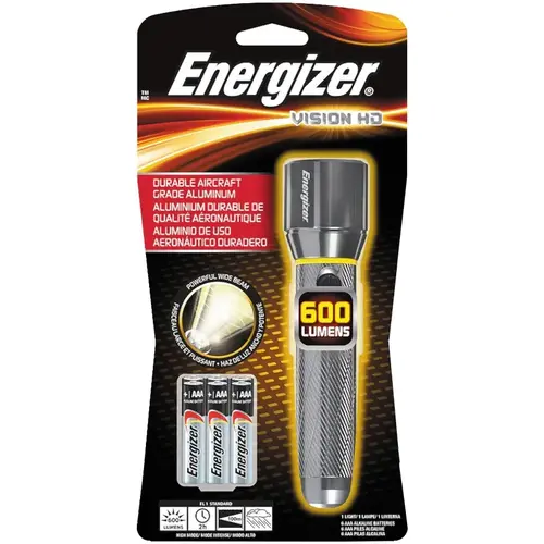 Handheld Flashlight, AAA Battery, Alkaline Battery, LED Lamp, 600 Lumens Lumens, Wide Beam, Black Handheld Flashlight, AAA Battery, Alkaline Battery, LED Lamp, 600 Lumens Lumens, Wide Beam, Black