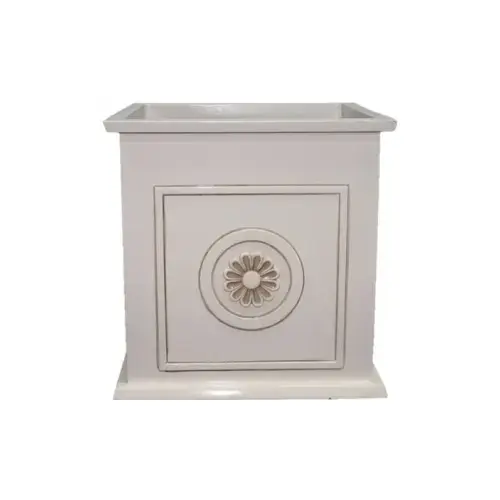 Colony Planter, 16 in W, 16 in D, Square, Ceramic, Ivory, Gloss Colony Planter, 16 in W, 16 in D, Square, Ceramic, Ivory, Gloss