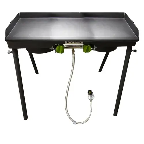 Patio Stove with Griddle Tapper, 2-Burner, 30,000 Btu, Aluminum/Steel