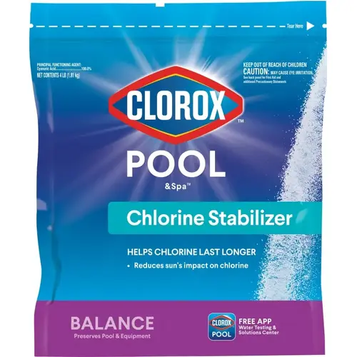 Chlorine Stabilizer, 4 lb Bottle, Granular, White Chlorine Stabilizer, 4 lb Bottle, Granular, White