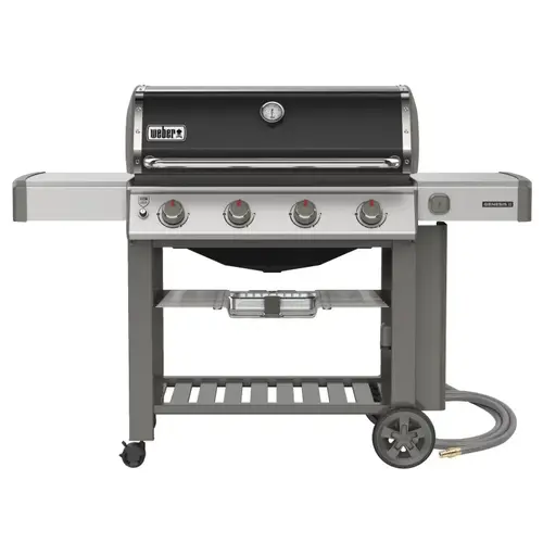 Genesis II E-410 Gas Grill, 48,000 Btu/hr BTU, Natural Gas, 4 -Burner, Side Shelf Included: Yes Black Genesis II E-410 Gas Grill, 48,000 Btu/hr BTU, Natural Gas, 4 -Burner, Side Shelf Included: Yes Black