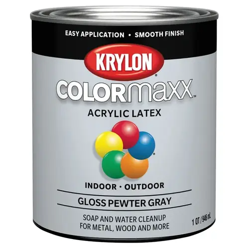 COLORmaxx Interior/Exterior Paint, Gloss, Pewter Gray, 32 oz