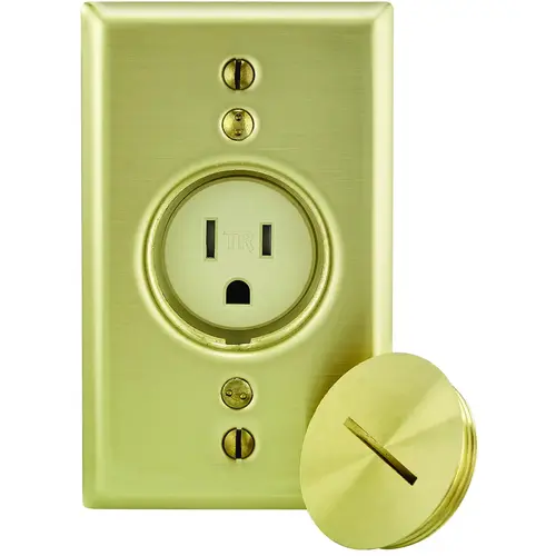 Single Floor Receptacle, 2 -Pole, 125 V, 15 A, Back and Side Wiring, NEMA: NEMA 5-15R, Ivory Single Floor Receptacle, 2 -Pole, 125 V, 15 A, Back and Side Wiring, NEMA: NEMA 5-15R, Ivory