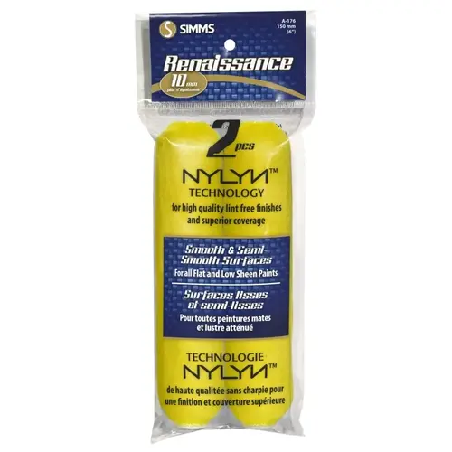 Mini Roller Refill, 10 mm Thick Nap, 6 in L, Synthetic Hybrid Blend Cover - pack of 2 Mini Roller Refill, 10 mm Thick Nap, 6 in L, Synthetic Hybrid Blend Cover - pack of 2