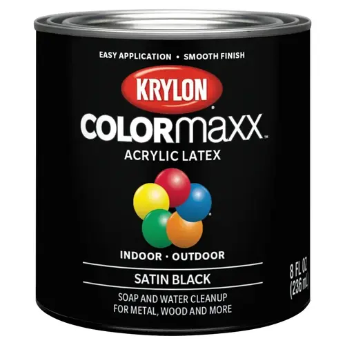 ColorMaxx Satin Interior/Exterior Wall Paint, Black, 1/2 Pt. ColorMaxx Satin Interior/Exterior Wall Paint, Black, 1/2 Pt.
